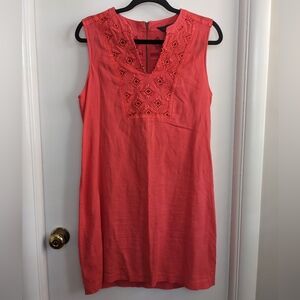 J. Crew Vibrant Coral Embroidered Dress